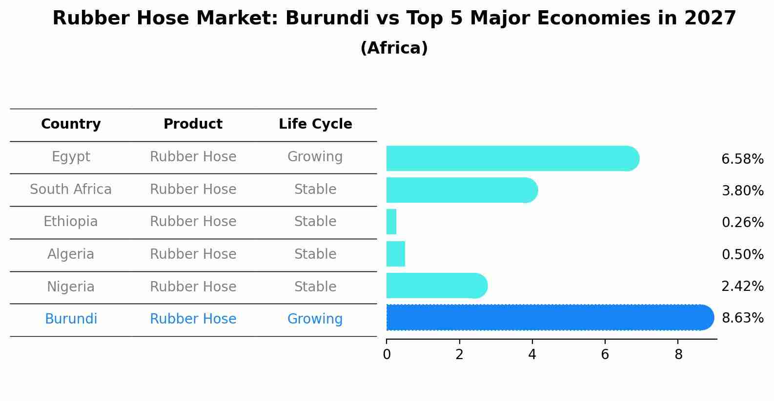 Rubber Hose Market: Burundi vs Top 5 Major Economies in 2027 (Africa)