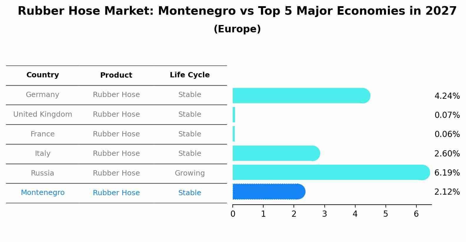 Rubber Hose Market: Montenegro vs Top 5 Major Economies in 2027 (Europe)