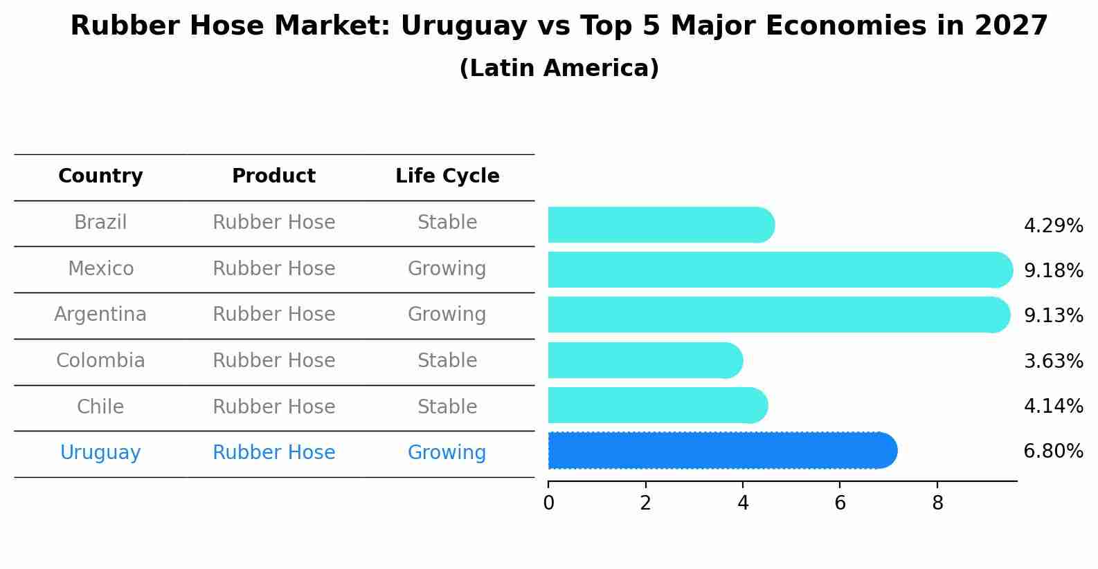 Rubber Hose Market: Uruguay vs Top 5 Major Economies in 2027 (Latin America)