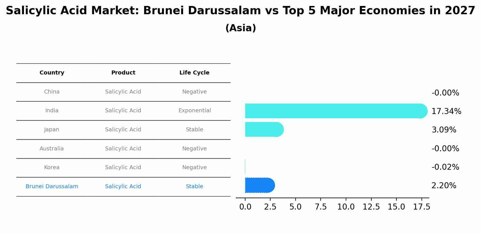 Salicylic Acid Market: Brunei Darussalam vs Top 5 Major Economies in 2027 (Asia)