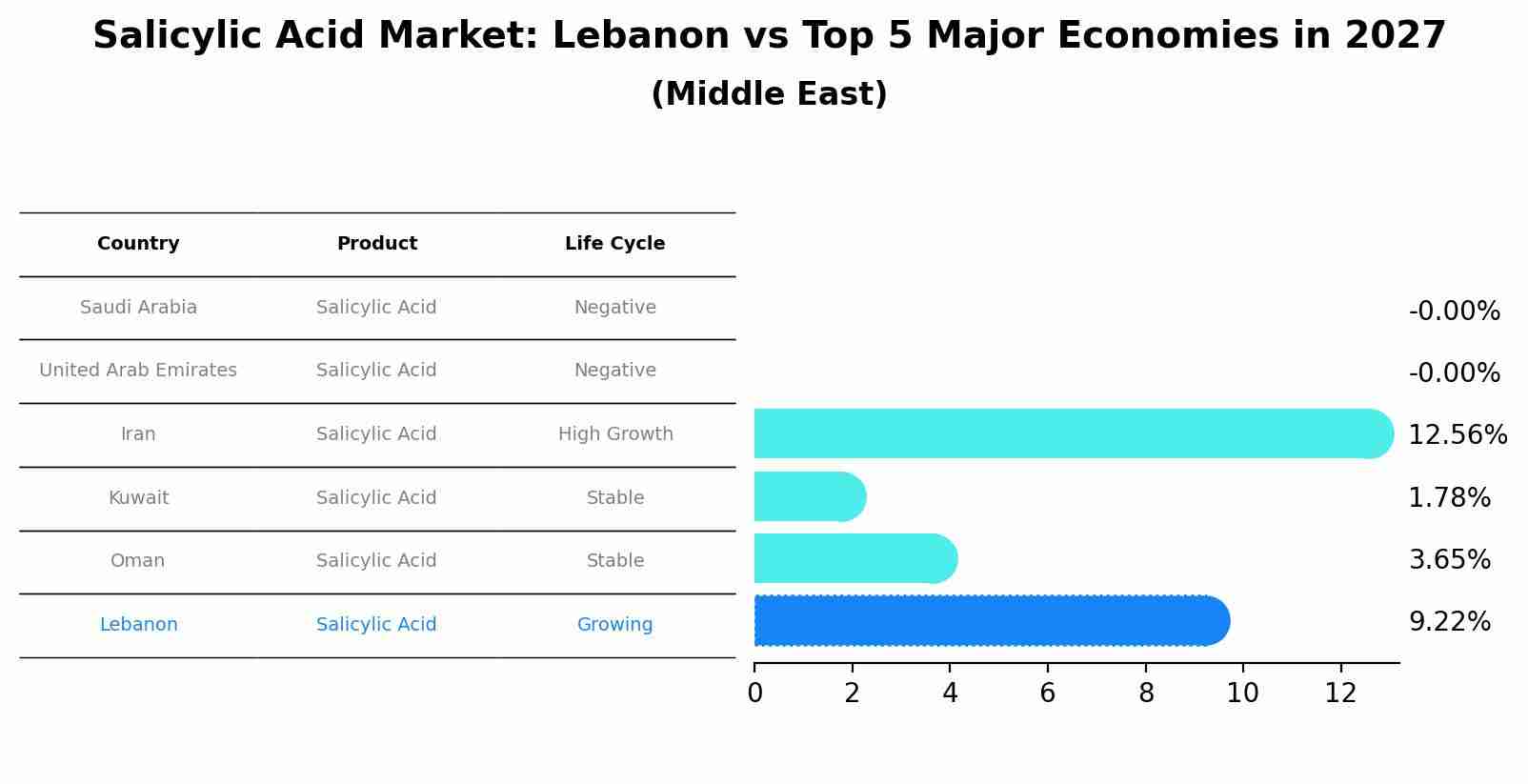 Salicylic Acid Market: Lebanon vs Top 5 Major Economies in 2027 (Middle East)