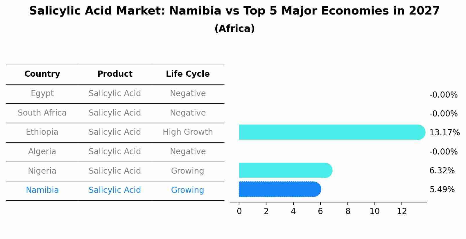Salicylic Acid Market: Namibia vs Top 5 Major Economies in 2027 (Africa)