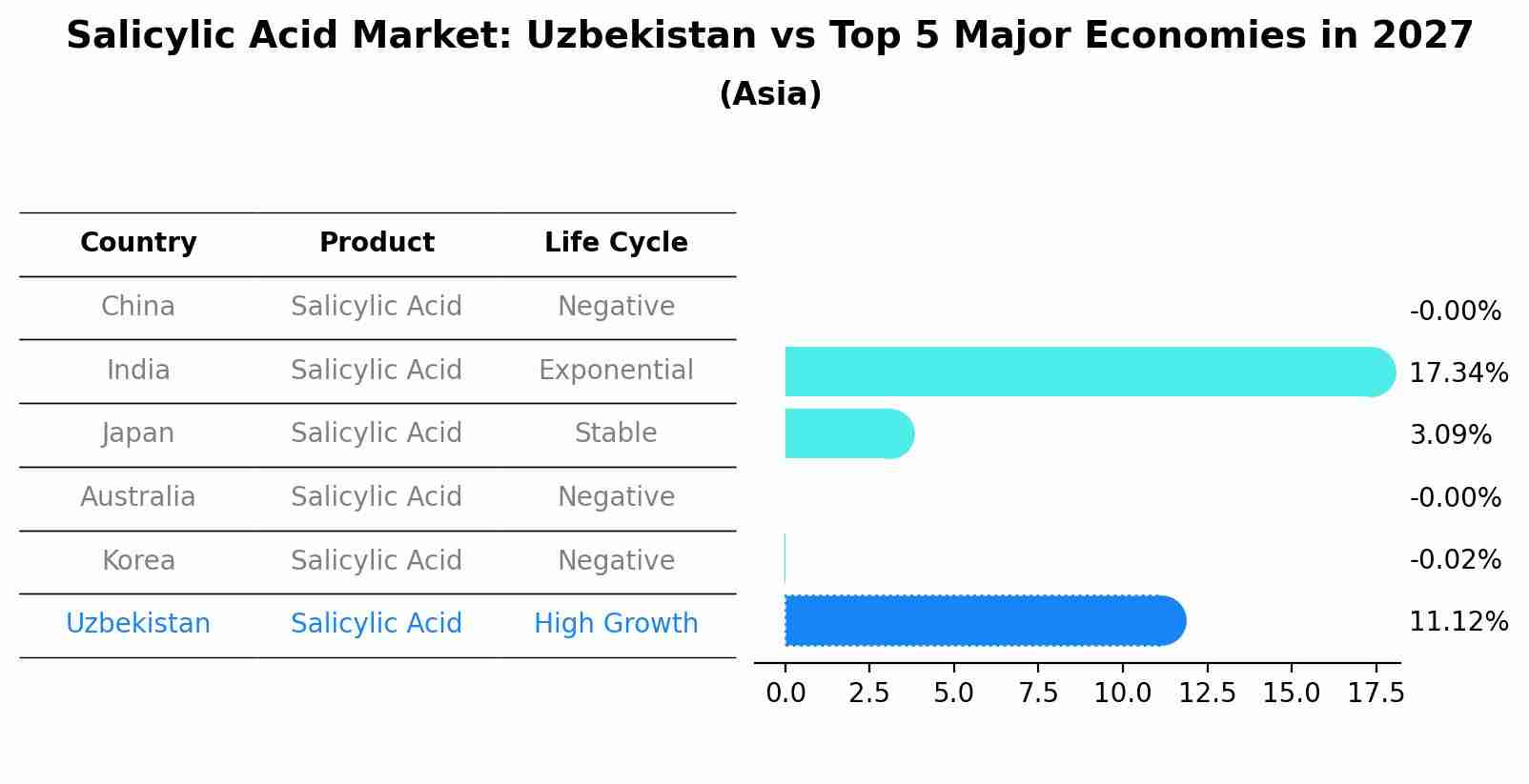 Salicylic Acid Market: Uzbekistan vs Top 5 Major Economies in 2027 (Asia)