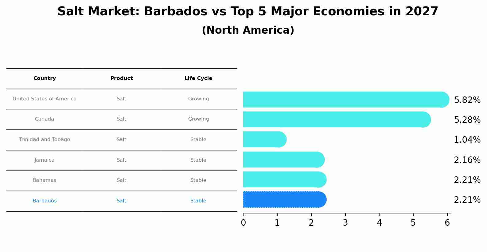 Salt Market: Barbados vs Top 5 Major Economies in 2027 (North America)