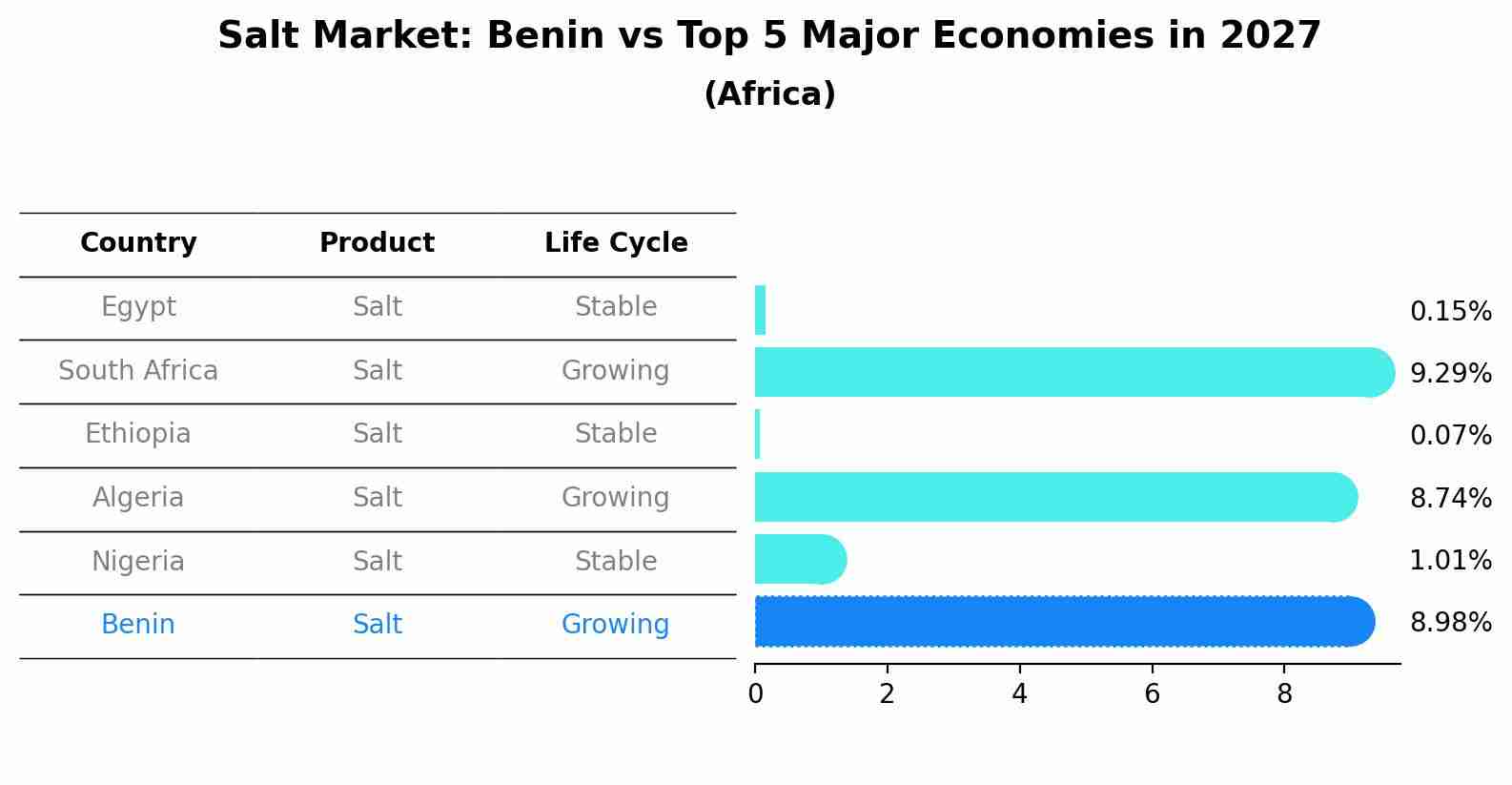 Salt Market: Benin vs Top 5 Major Economies in 2027 (Africa)