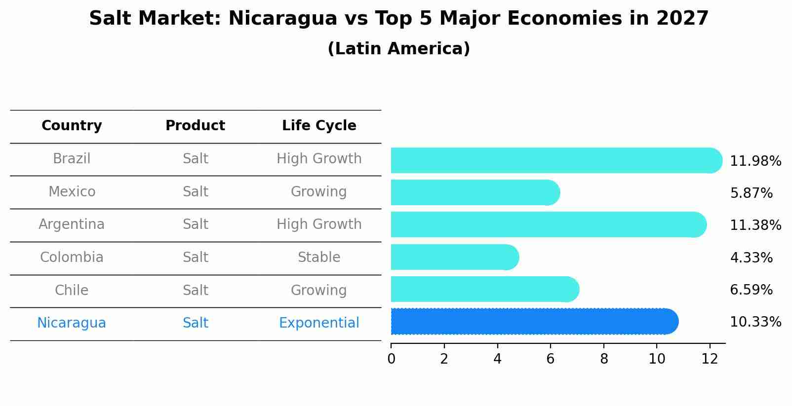 Salt Market: Nicaragua vs Top 5 Major Economies in 2027 (Latin America)