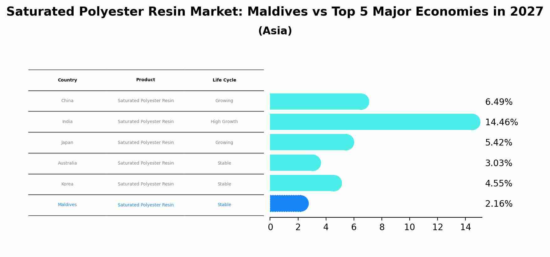Saturated Polyester Resin Market: Maldives vs Top 5 Major Economies in 2027 (Asia)