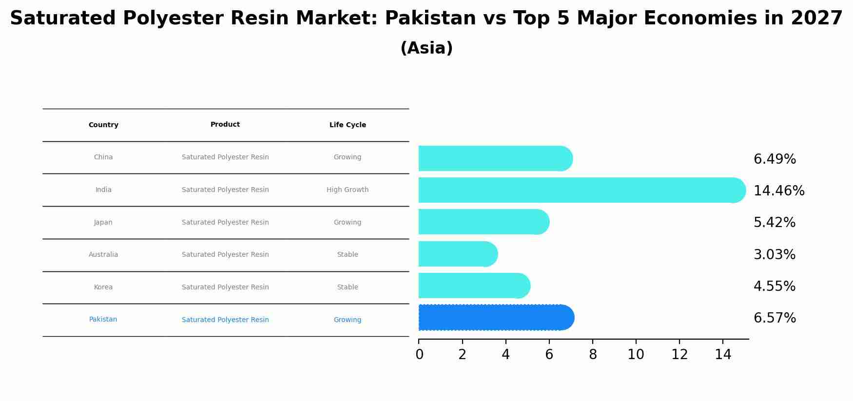 Saturated Polyester Resin Market: Pakistan vs Top 5 Major Economies in 2027 (Asia)