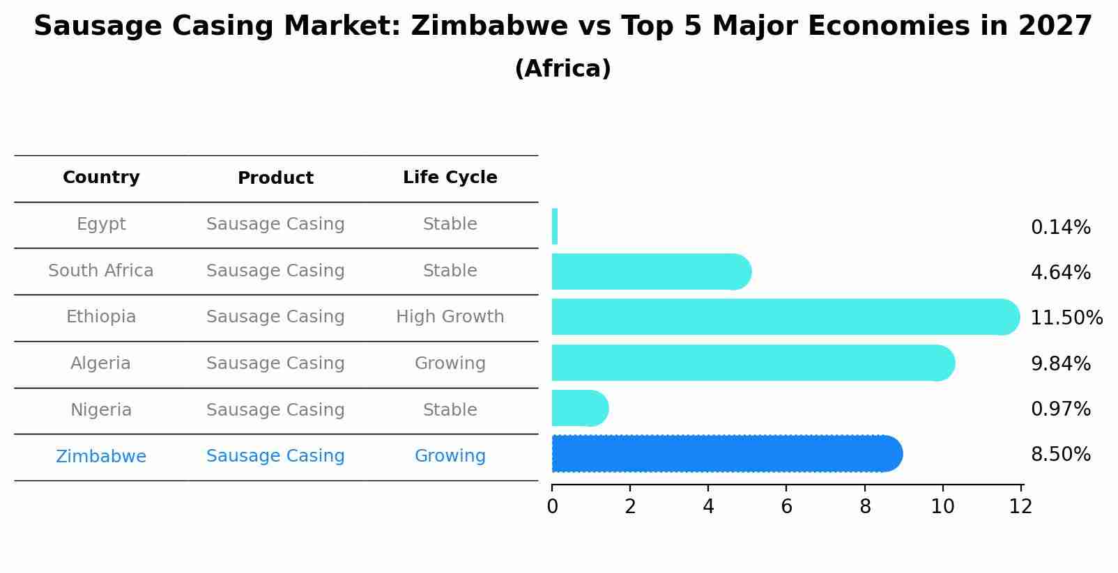 Sausage Casing Market: Zimbabwe vs Top 5 Major Economies in 2027 (Africa)
