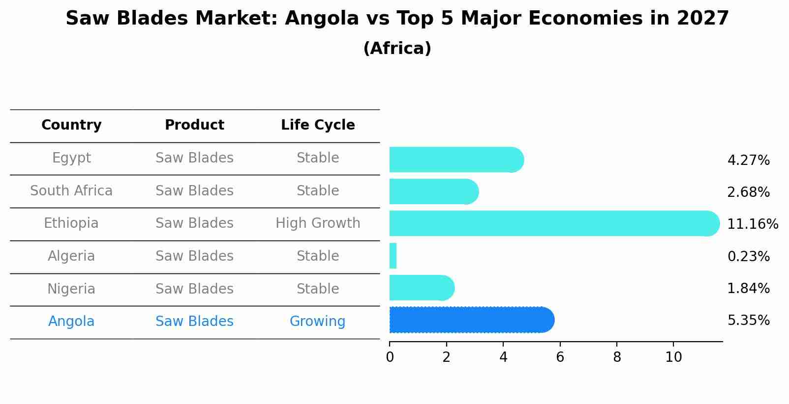 Saw Blades Market: Angola vs Top 5 Major Economies in 2027 (Africa)