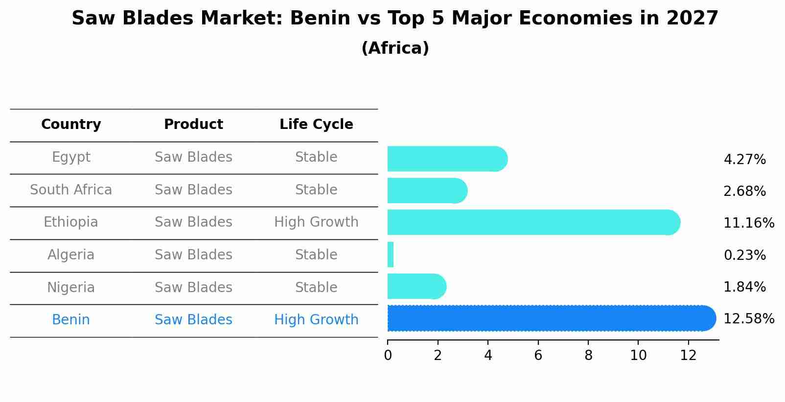 Saw Blades Market: Benin vs Top 5 Major Economies in 2027 (Africa)