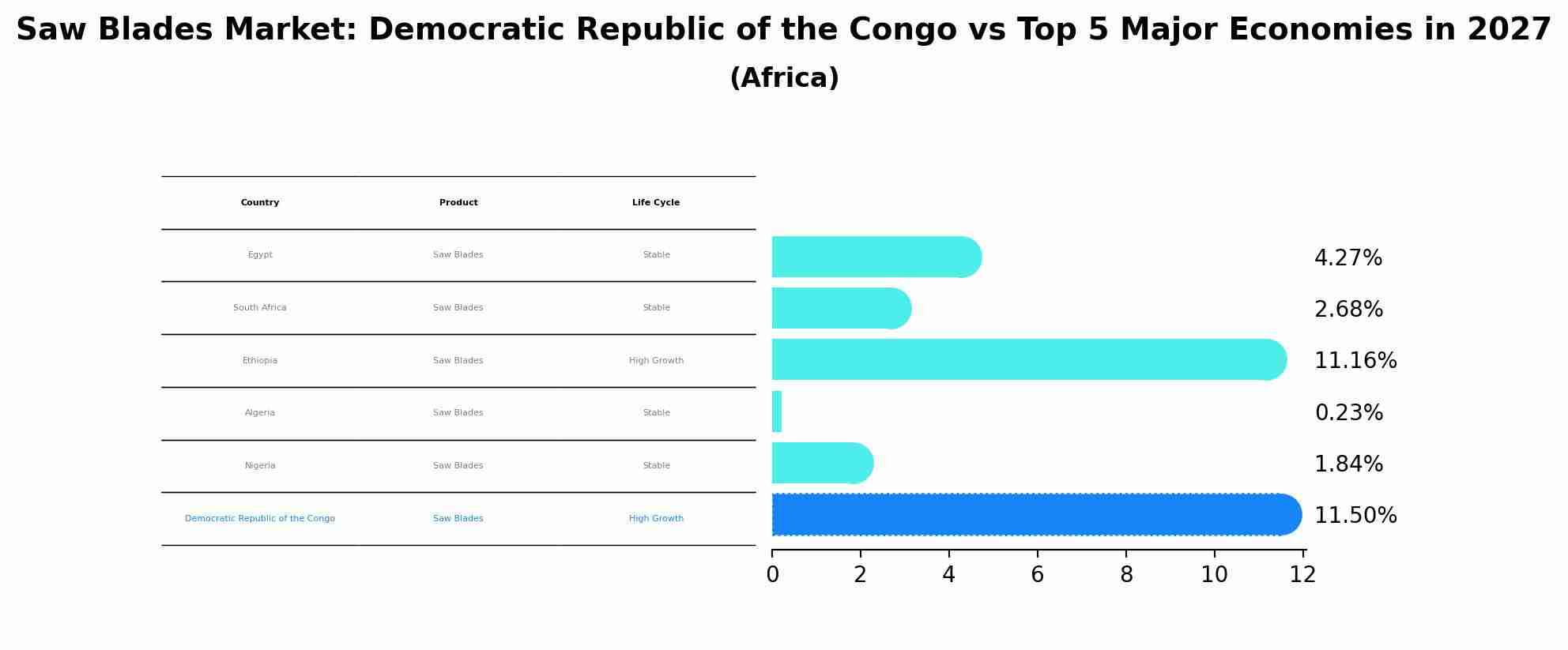 Saw Blades Market: Democratic Republic of the Congo vs Top 5 Major Economies in 2027 (Africa)