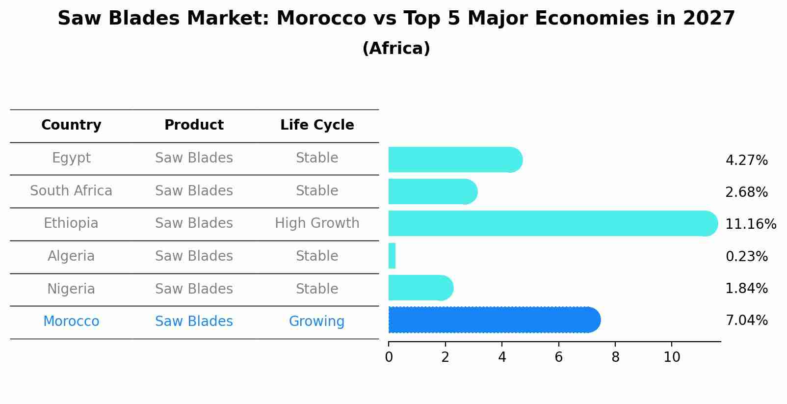 Saw Blades Market: Morocco vs Top 5 Major Economies in 2027 (Africa)