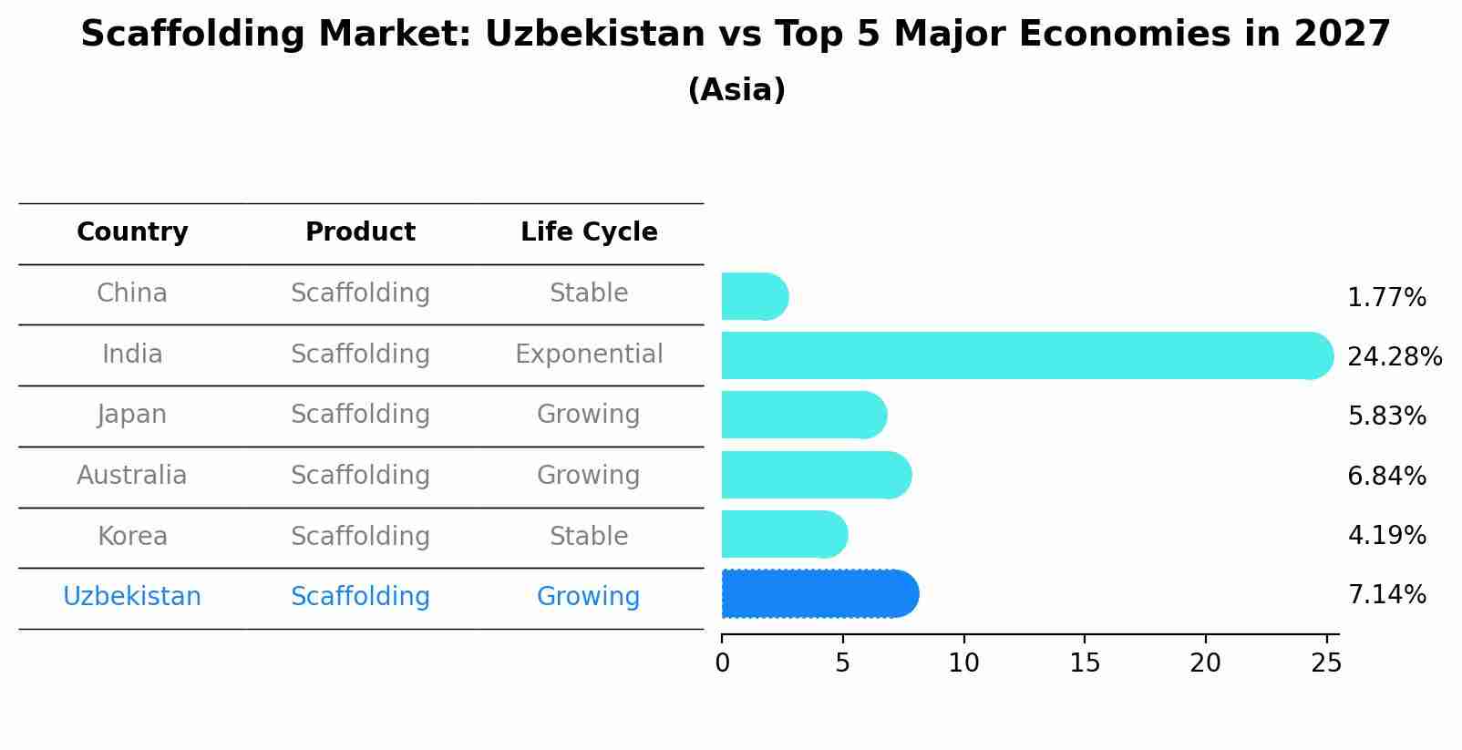 Scaffolding Market: Uzbekistan vs Top 5 Major Economies in 2027 (Asia)