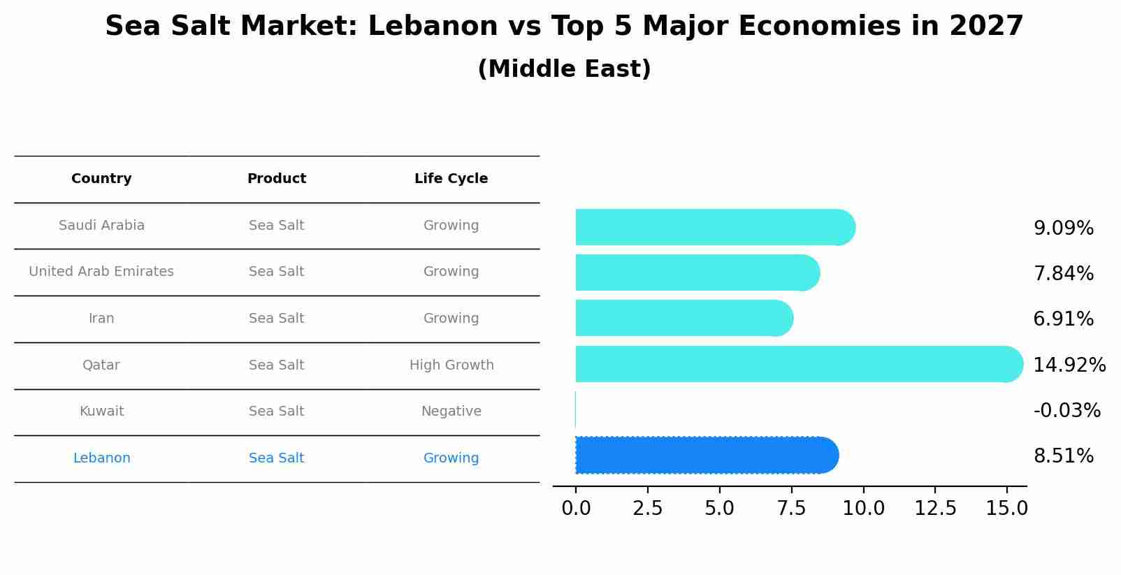 Sea Salt Market: Lebanon vs Top 5 Major Economies in 2027 (Middle East)