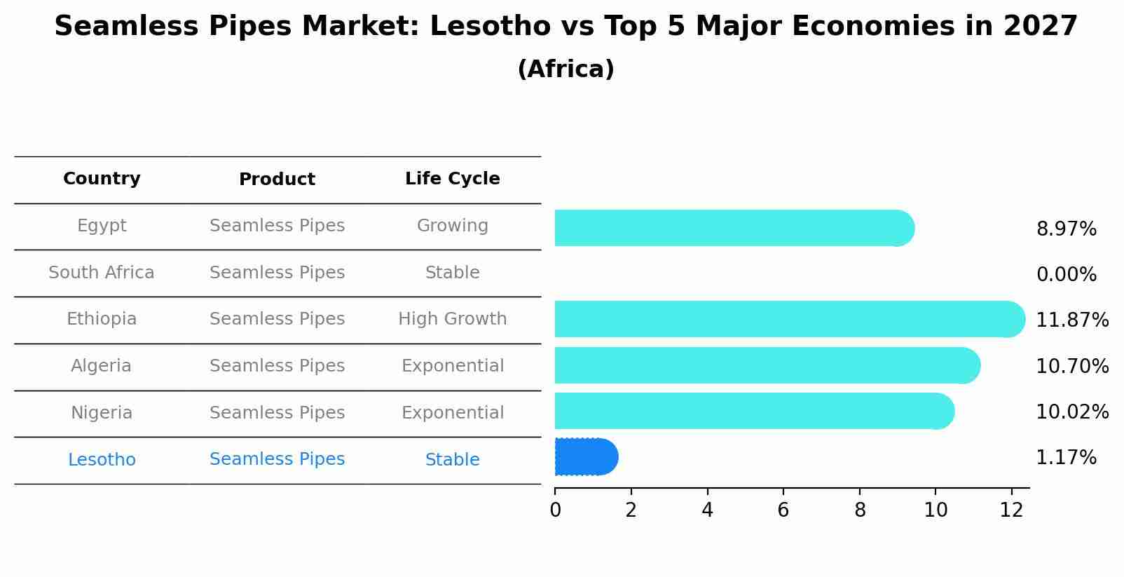 Seamless Pipes Market: Lesotho vs Top 5 Major Economies in 2027 (Africa)