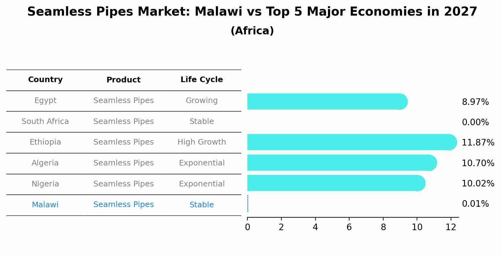 Seamless Pipes Market: Malawi vs Top 5 Major Economies in 2027 (Africa)