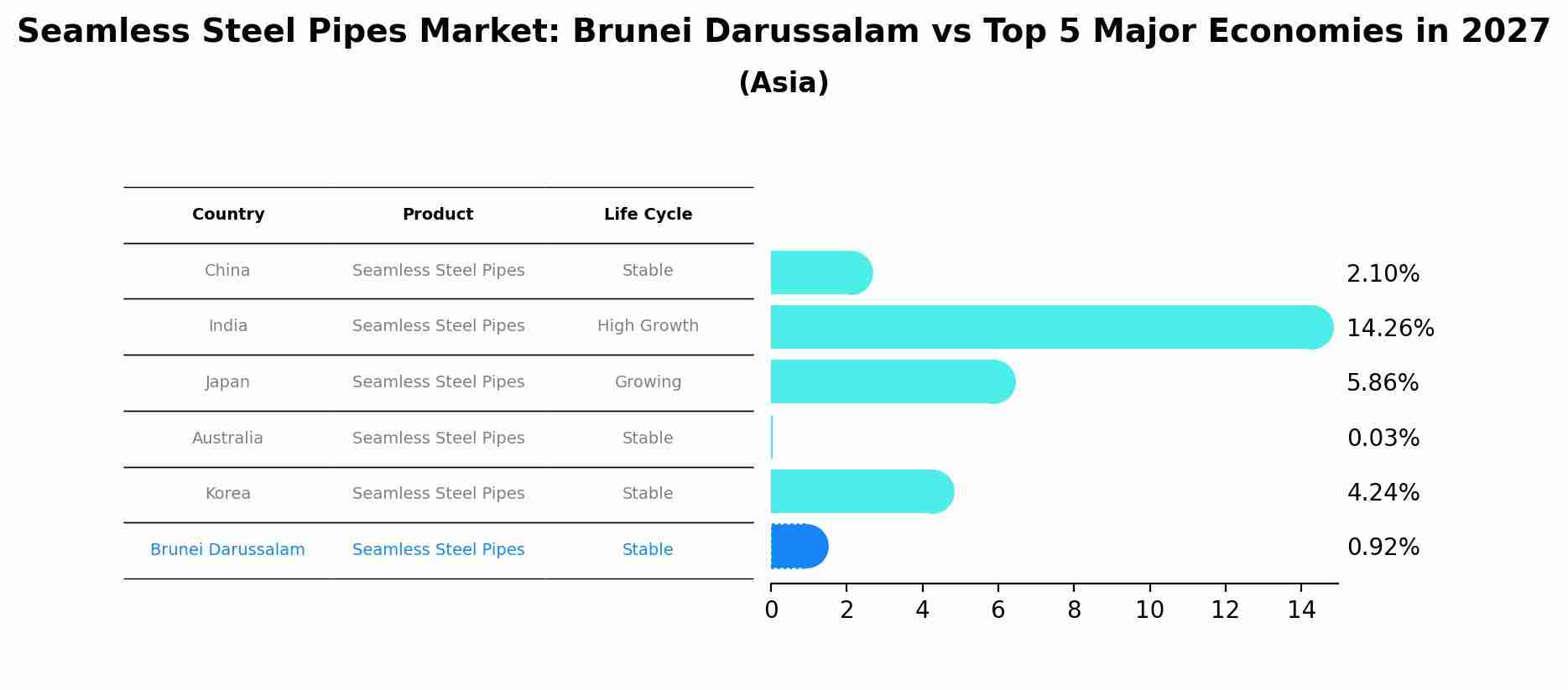 Seamless Steel Pipes Market: Brunei Darussalam vs Top 5 Major Economies in 2027 (Asia)