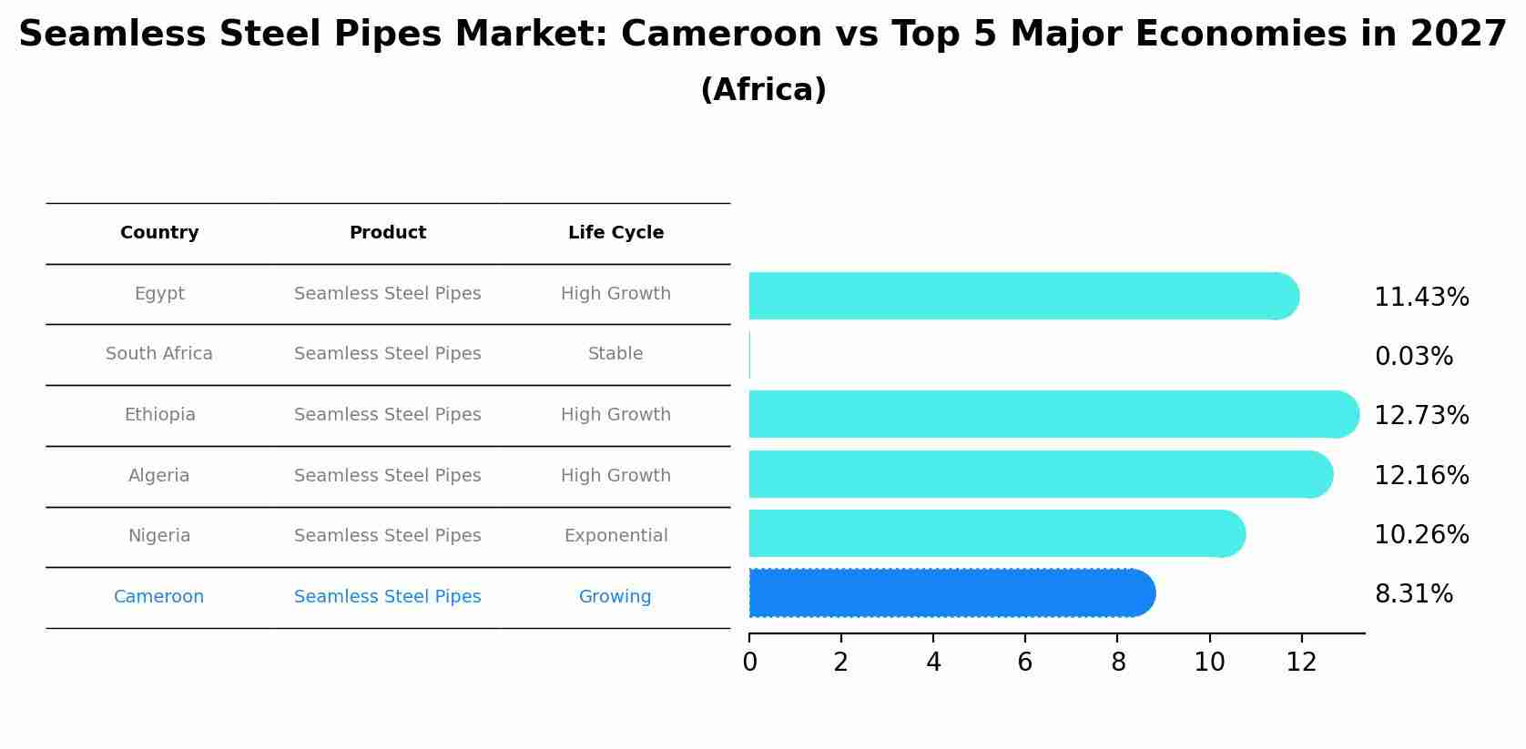 Seamless Steel Pipes Market: Cameroon vs Top 5 Major Economies in 2027 (Africa)