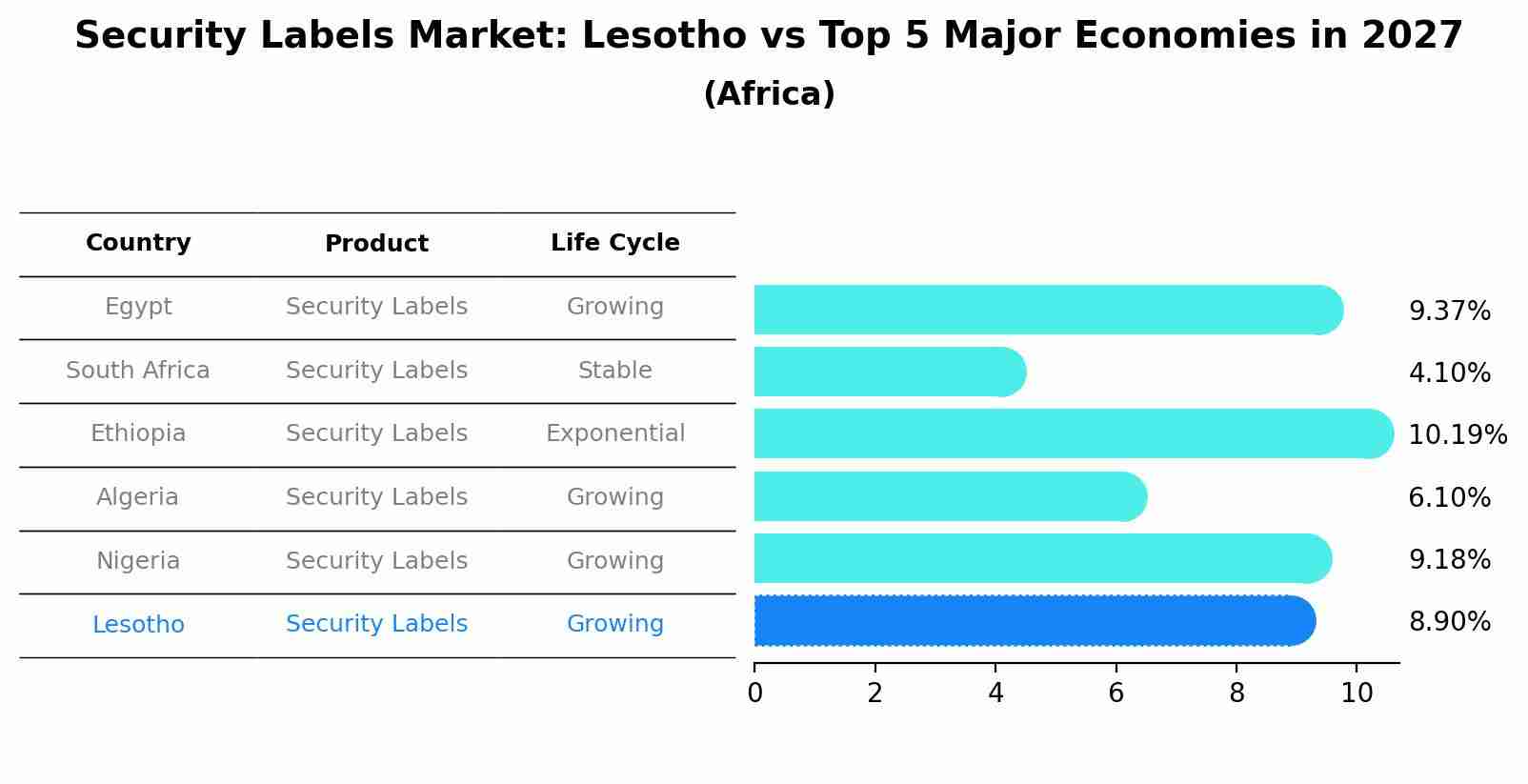 Security Labels Market: Lesotho vs Top 5 Major Economies in 2027 (Africa)