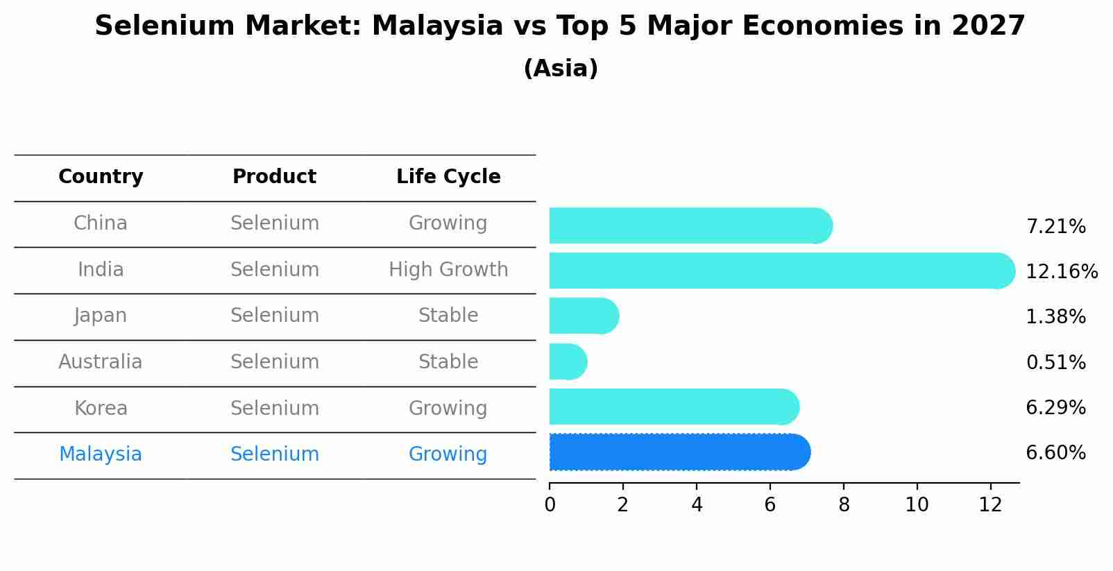Selenium Market: Malaysia vs Top 5 Major Economies in 2027 (Asia)