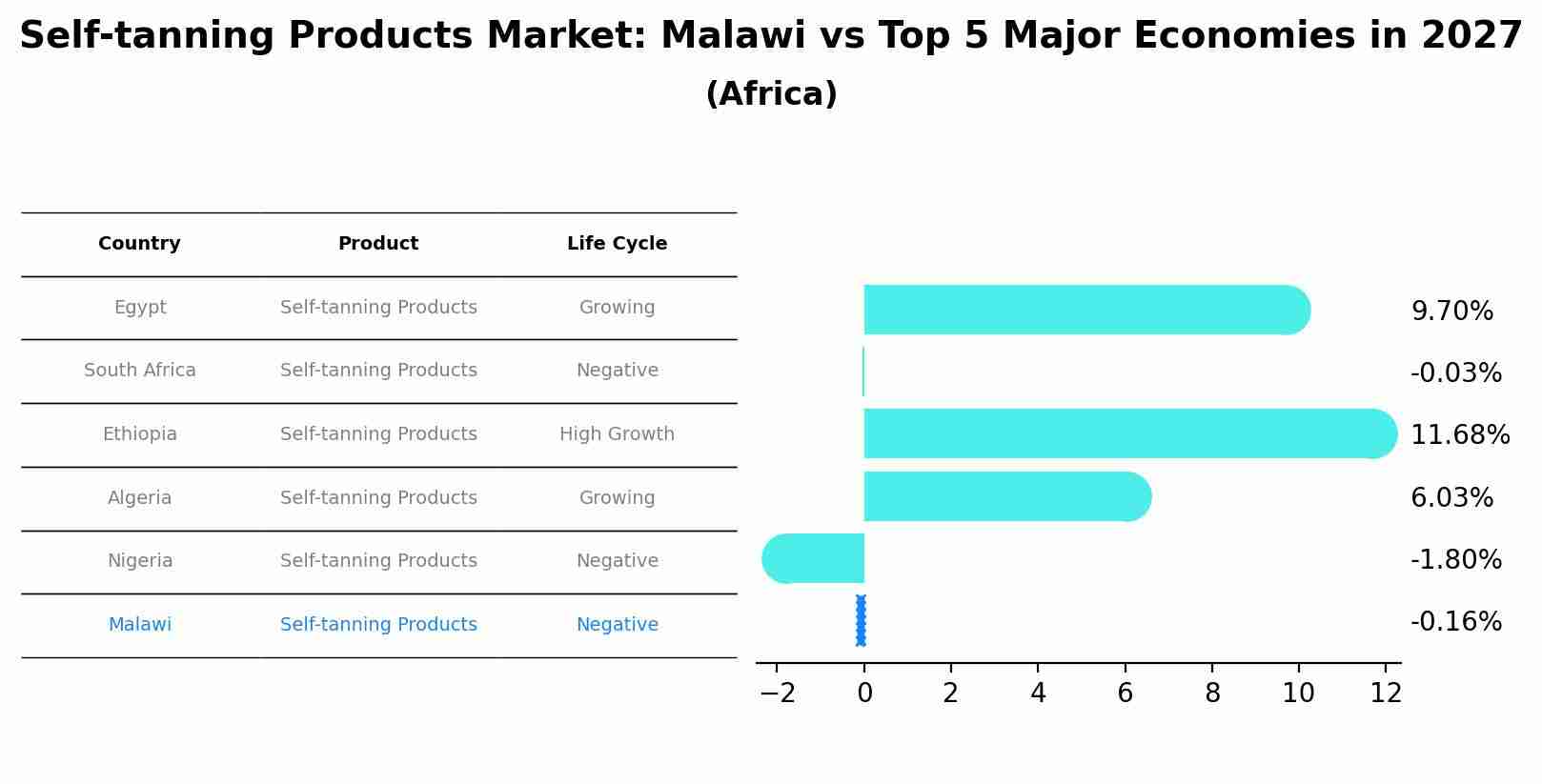 Self-tanning Products Market: Malawi vs Top 5 Major Economies in 2027 (Africa)