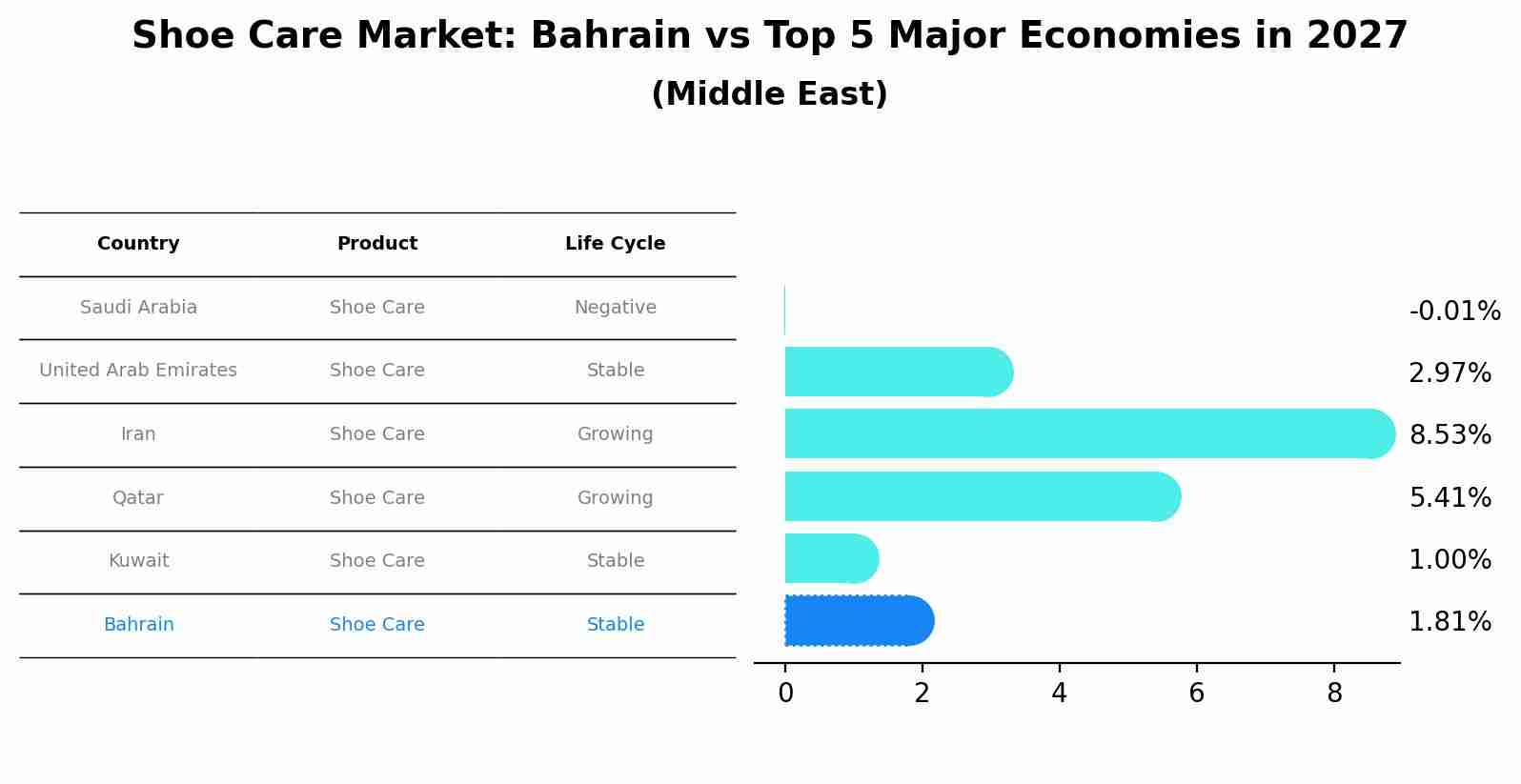Shoe Care Market: Bahrain vs Top 5 Major Economies in 2027 (Middle East)