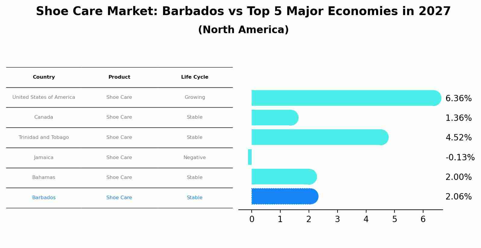 Shoe Care Market: Barbados vs Top 5 Major Economies in 2027 (North America)