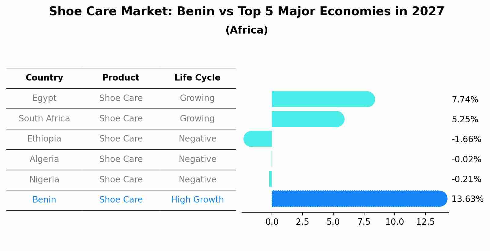 Shoe Care Market: Benin vs Top 5 Major Economies in 2027 (Africa)