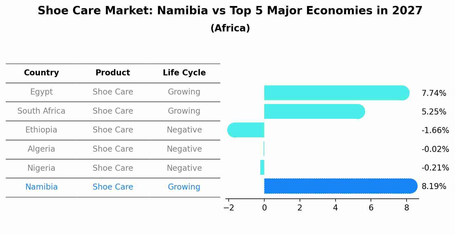 Shoe Care Market: Namibia vs Top 5 Major Economies in 2027 (Africa)