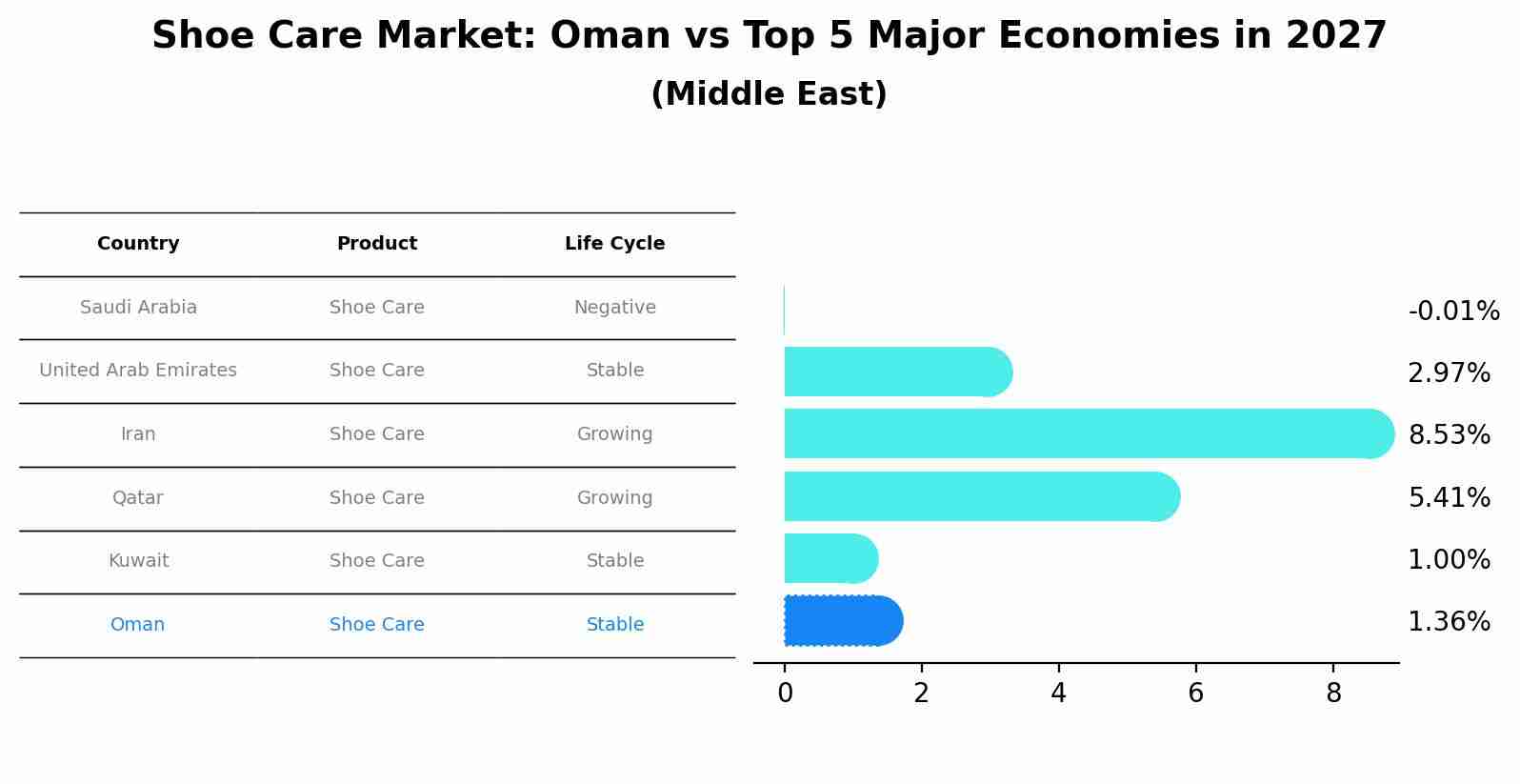 Shoe Care Market: Oman vs Top 5 Major Economies in 2027 (Middle East)