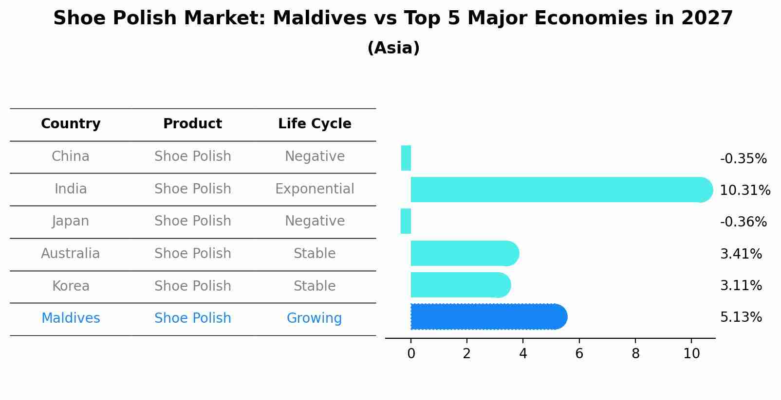 Shoe Polish Market: Maldives vs Top 5 Major Economies in 2027 (Asia)