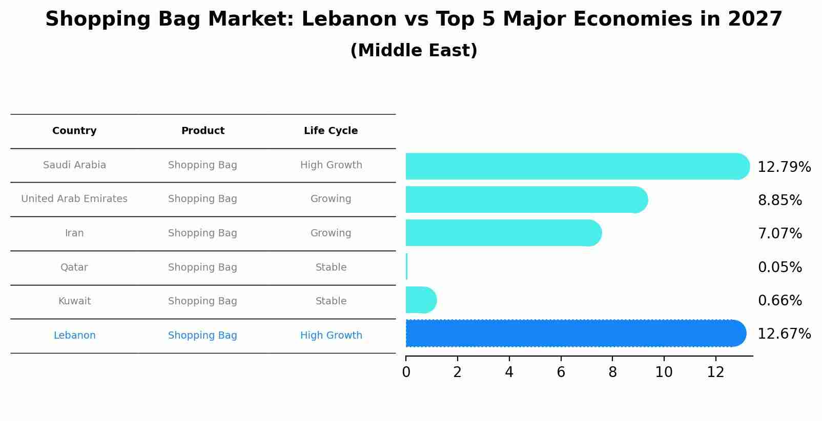Shopping Bag Market: Lebanon vs Top 5 Major Economies in 2027 (Middle East)
