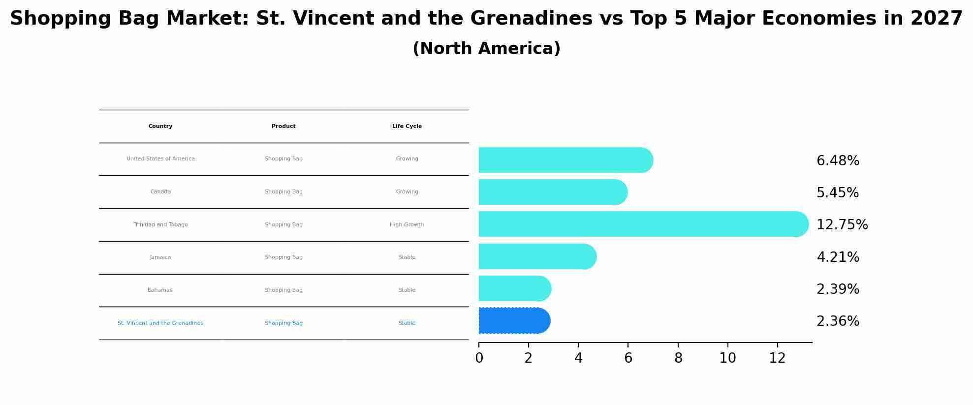 Shopping Bag Market: St. Vincent and the Grenadines vs Top 5 Major Economies in 2027 (North America)