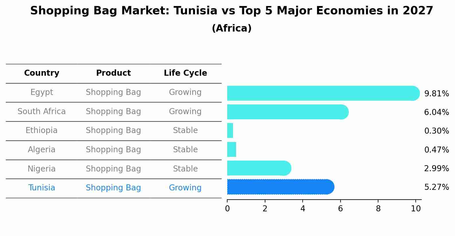 Shopping Bag Market: Tunisia vs Top 5 Major Economies in 2027 (Africa)