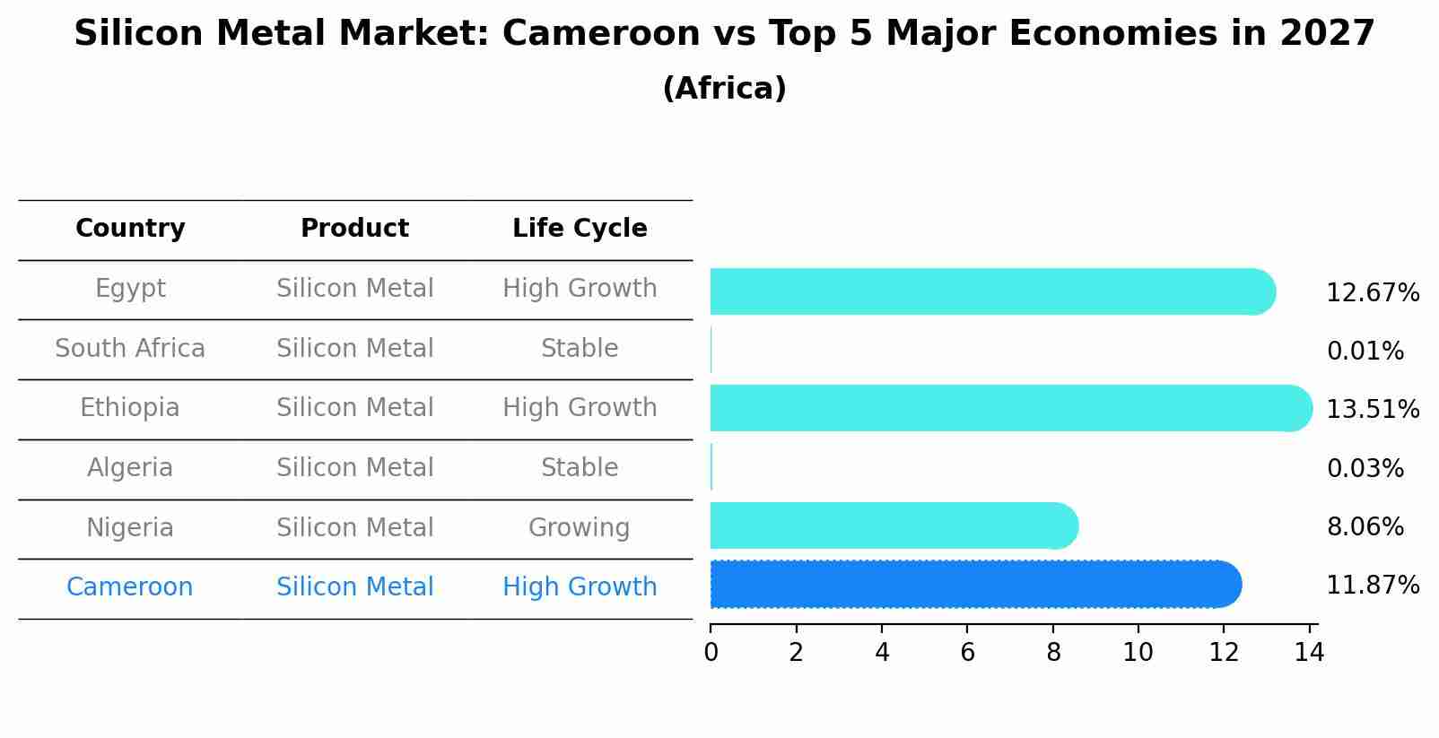 Silicon Metal Market: Cameroon vs Top 5 Major Economies in 2027 (Africa)