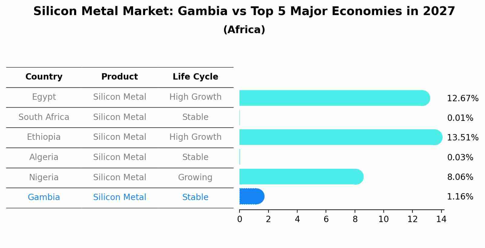 Silicon Metal Market: Gambia vs Top 5 Major Economies in 2027 (Africa)