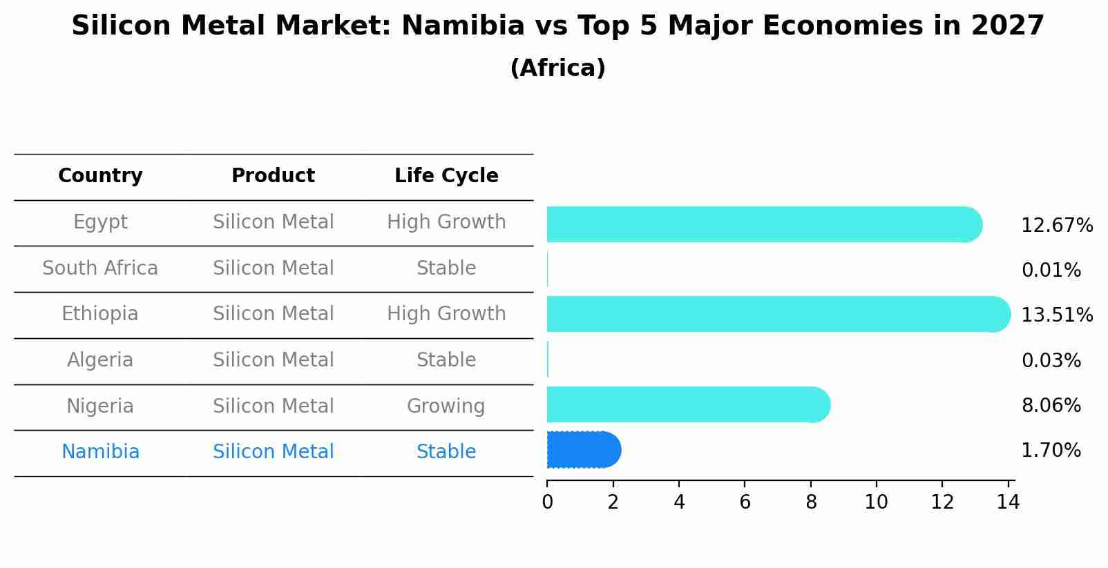 Silicon Metal Market: Namibia vs Top 5 Major Economies in 2027 (Africa)