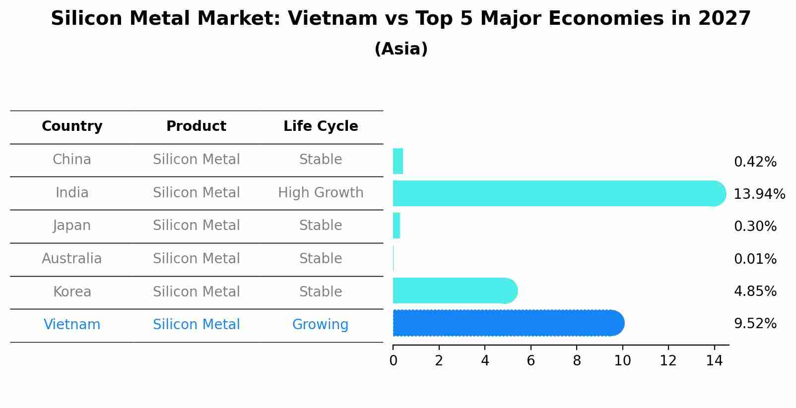 Silicon Metal Market: Vietnam vs Top 5 Major Economies in 2027 (Asia)