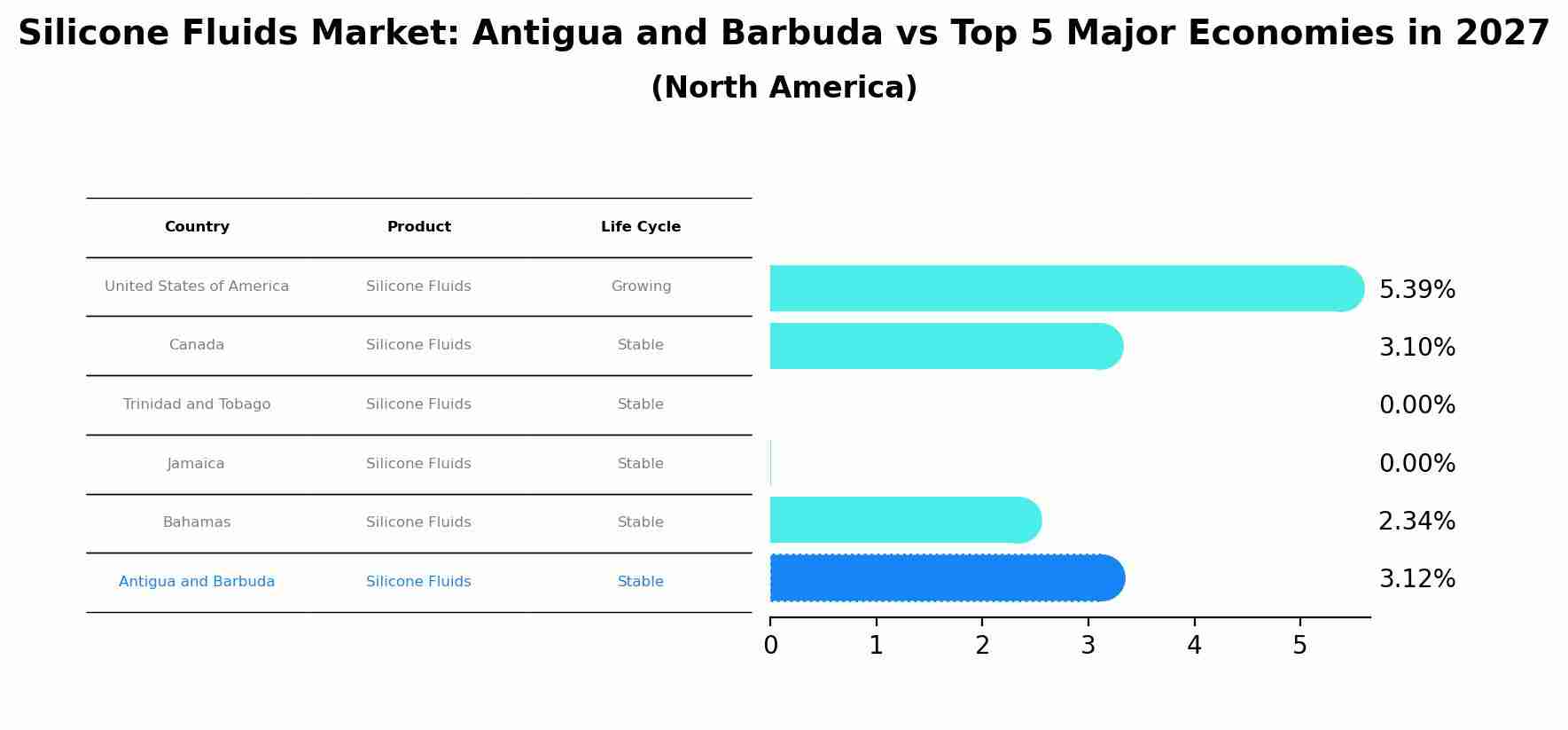 Silicone Fluids Market: Antigua and Barbuda vs Top 5 Major Economies in 2027 (North America)