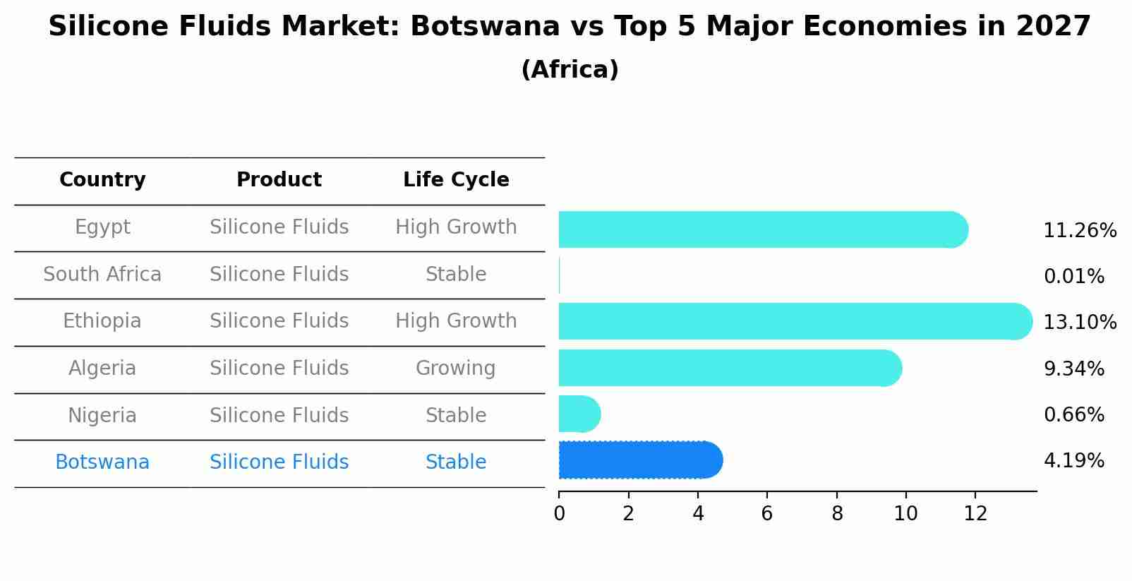 Silicone Fluids Market: Botswana vs Top 5 Major Economies in 2027 (Africa)