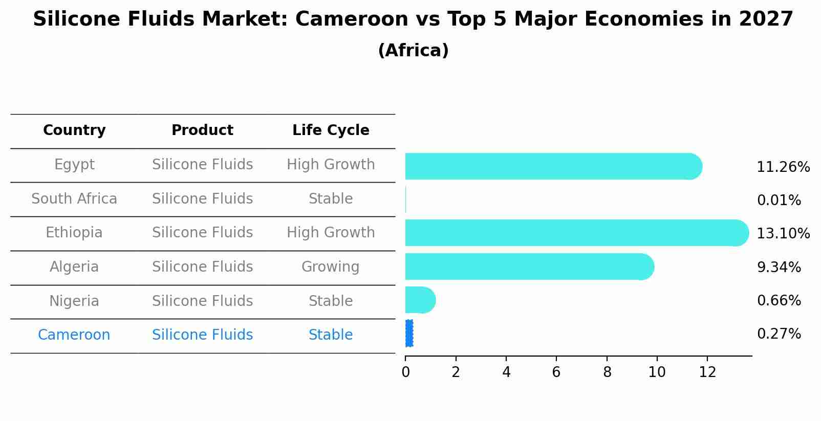 Silicone Fluids Market: Cameroon vs Top 5 Major Economies in 2027 (Africa)