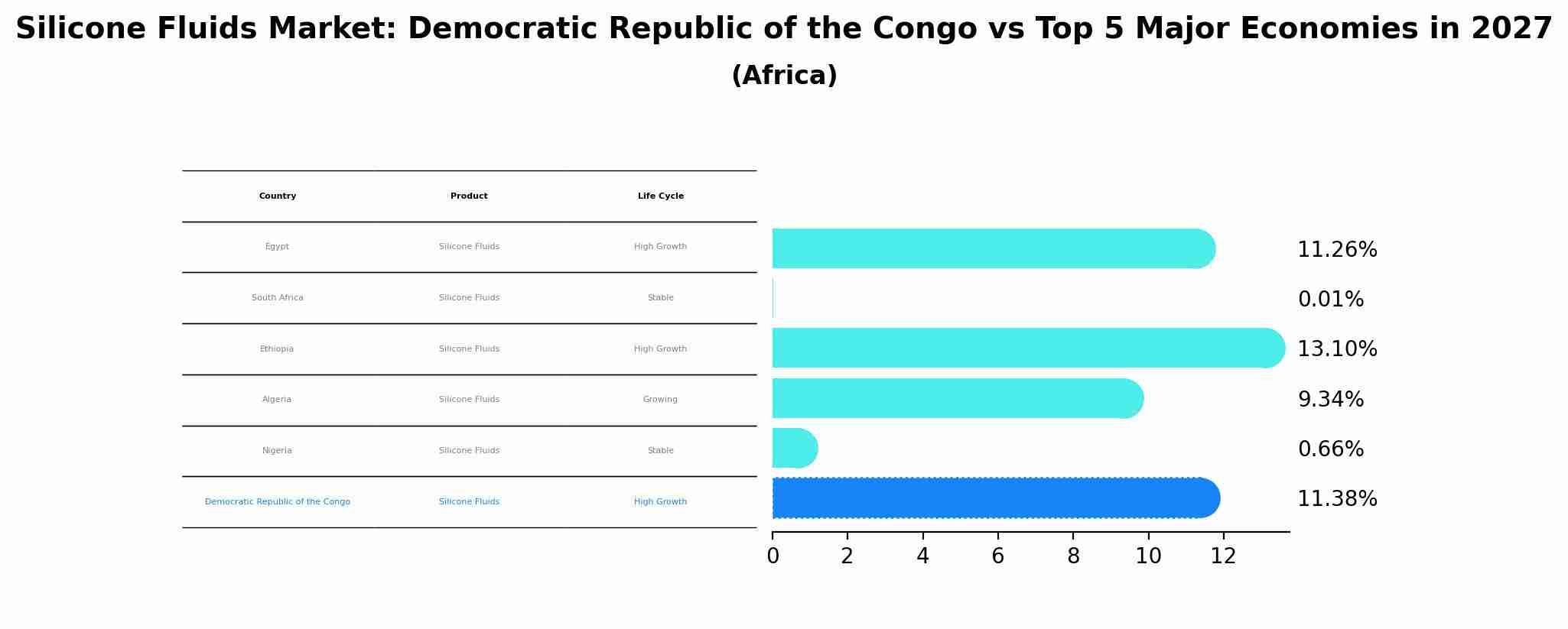 Silicone Fluids Market: Democratic Republic of the Congo vs Top 5 Major Economies in 2027 (Africa)