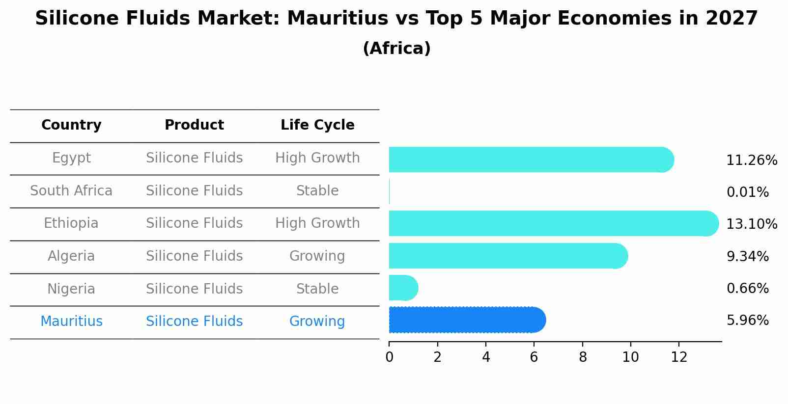 Silicone Fluids Market: Mauritius vs Top 5 Major Economies in 2027 (Africa)