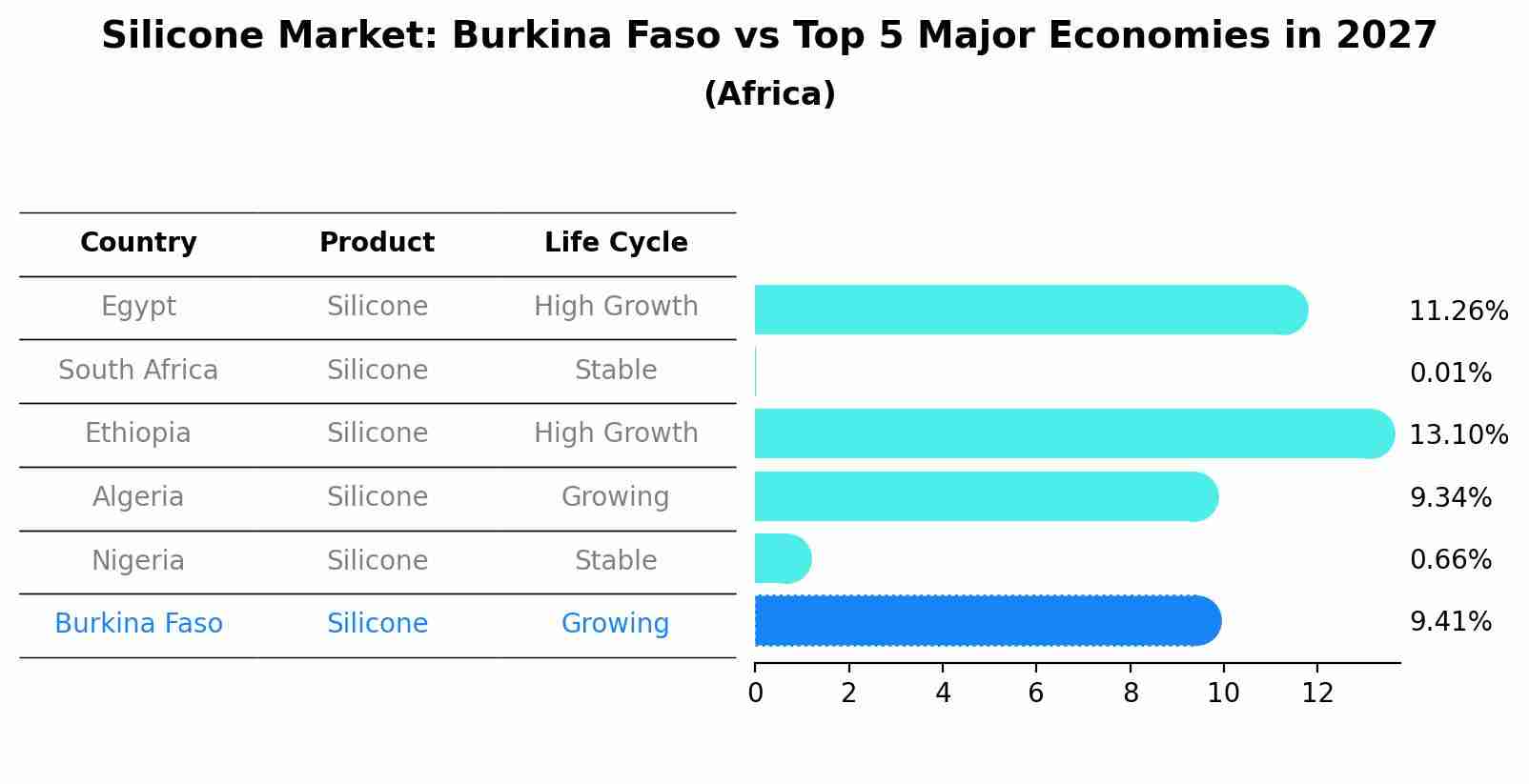 Silicone Market: Burkina Faso vs Top 5 Major Economies in 2027 (Africa)