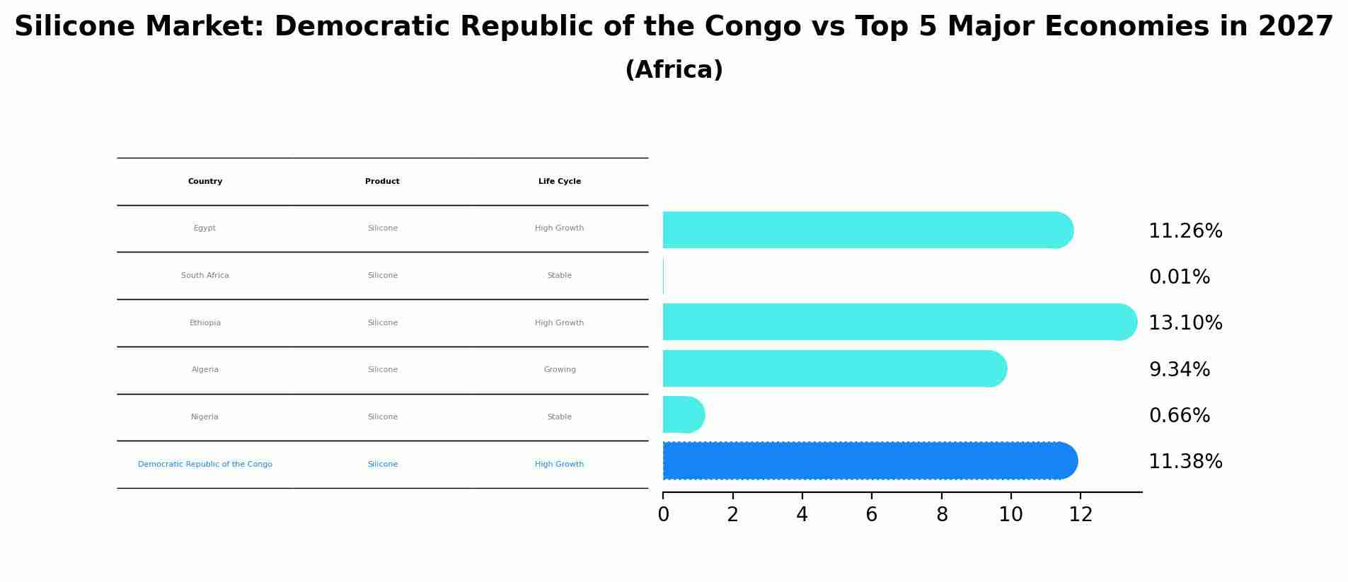 Silicone Market: Democratic Republic of the Congo vs Top 5 Major Economies in 2027 (Africa)