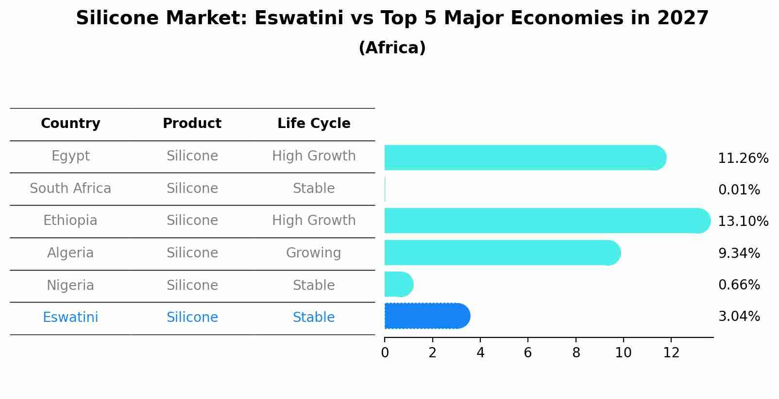 Silicone Market: Eswatini vs Top 5 Major Economies in 2027 (Africa)