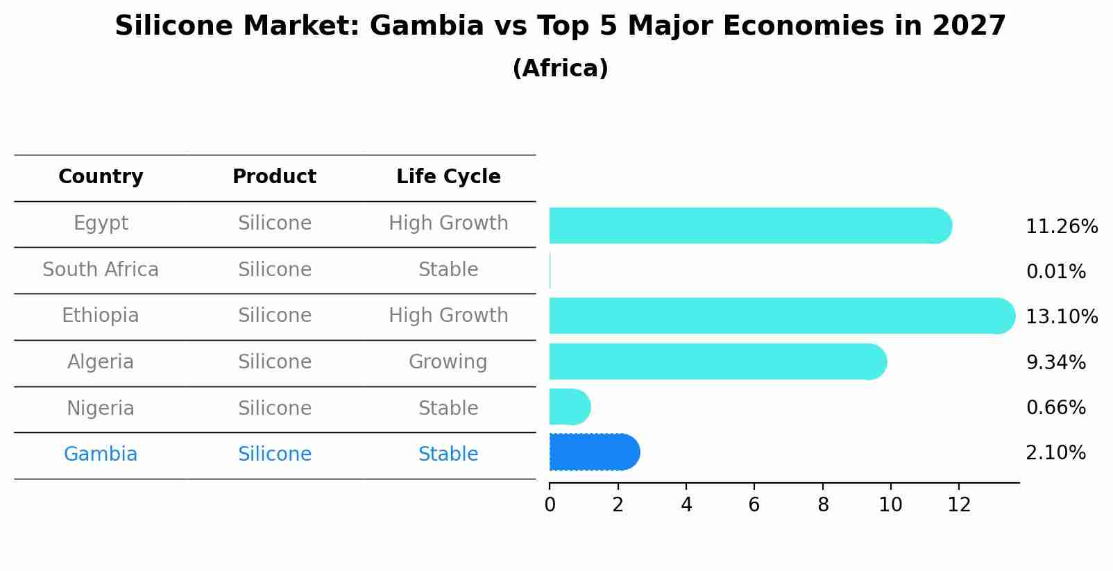 Silicone Market: Gambia vs Top 5 Major Economies in 2027 (Africa)
