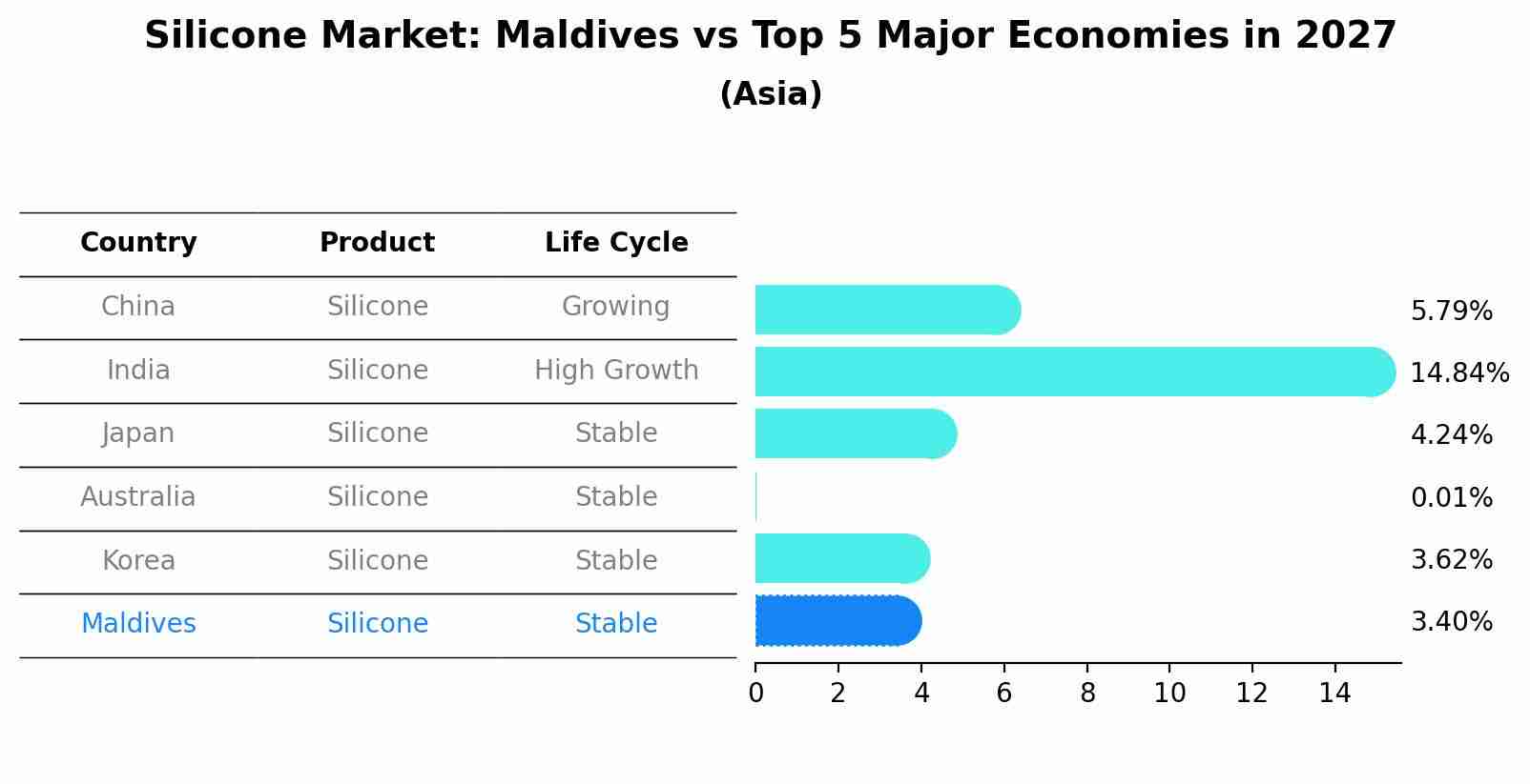 Silicone Market: Maldives vs Top 5 Major Economies in 2027 (Asia)