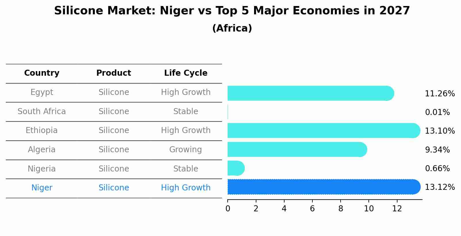 Silicone Market: Niger vs Top 5 Major Economies in 2027 (Africa)